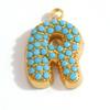 Capital A-Z Initial Letter Pendants Pave Blue Synthetic Stone Minimalist Jewelry Charm for DIY Craft Accessory