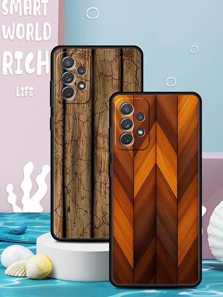 Luxury Vintage Wood Grain Pattern Phone Case for Samsung Galaxy A55 A35 A15 A14 A13 A25 A54 A51 A71 A72 A73 A32 A52 A41 Soft TPU