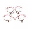 Salircon 5 Pcs/set Cute Christmas Series Snowflake Tree Pendant Bracelets Women CCB Beads Adjustable Thread Rope Bangles Jewelry