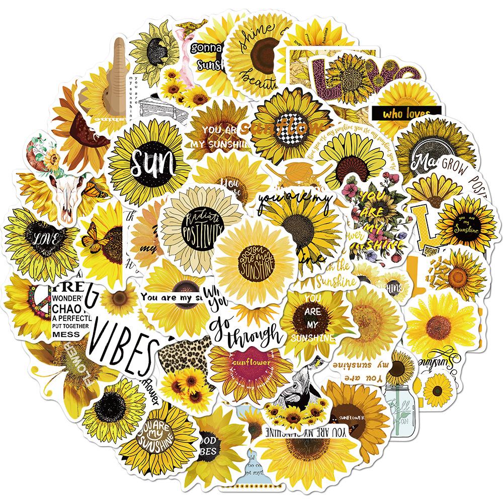 50 New Styles of Fresh Sunflower Graffiti Stickers Suitcase Guitar Skateboard Waterproof Stickers Without Glue