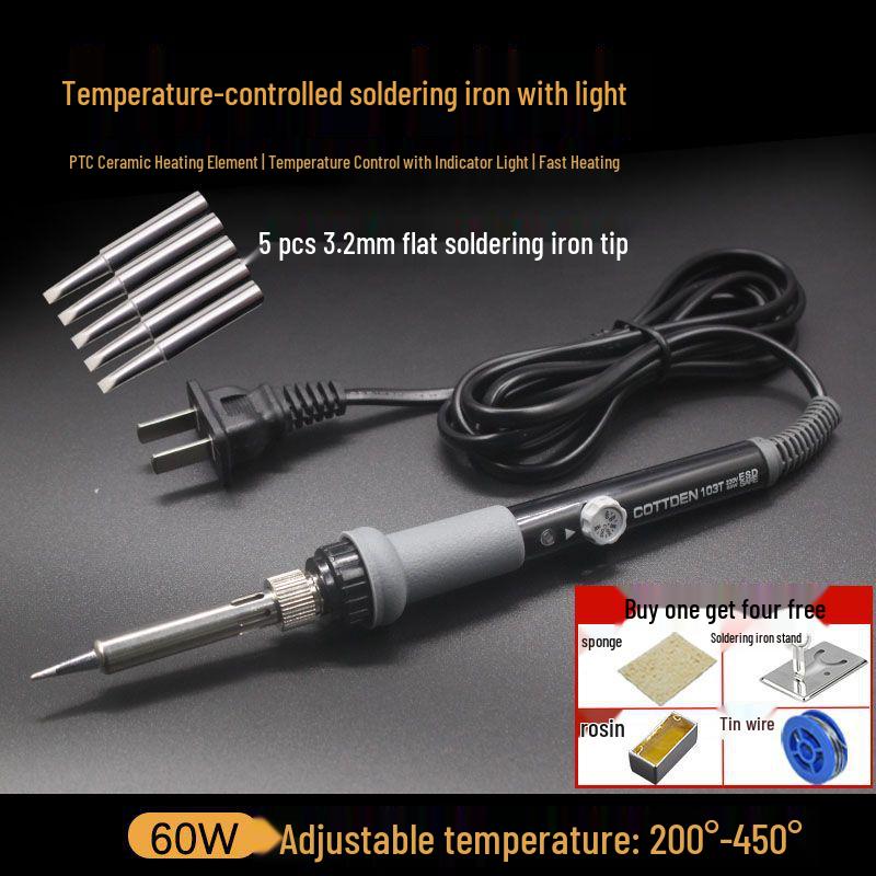 60W Adjustable Temperature Soldering Iron Kit for Electronic Repair - Long Life Inner Heating Type