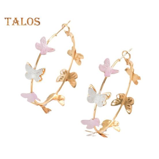 

1 пара женских сережек-колец, двухслойные ажурные серьги-бабочки, серьги-клипсы, украшения для выпускного вечера розовый