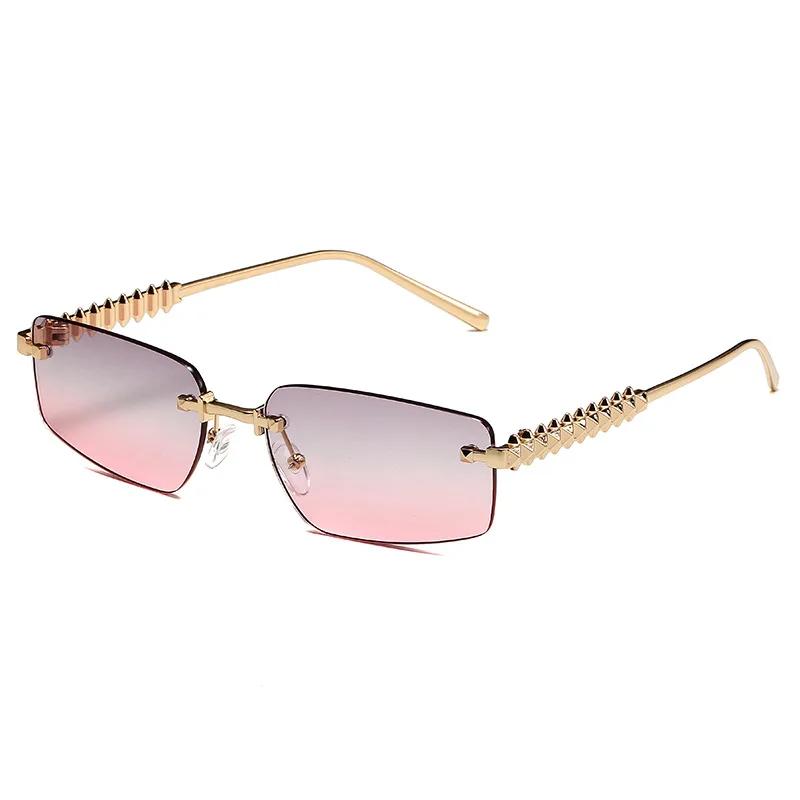 

Rimless Metal Sunglasses Women For Men Vintage Punk Luxury Brand Designer Outdoor Driving Popular Hip Hop Sun Glasses UV400 As the photo