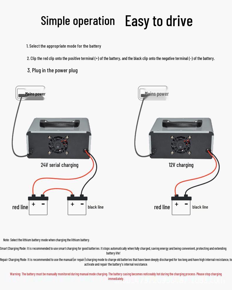 12/24V Smart Pulse Lead-Acid Battery Charger & Repair Machine