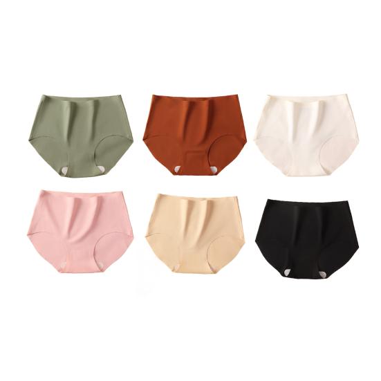 3/6 חלקים תחתונים חלקים לנשים כיסוי מלא תחתוני משי קרח מותניים בינוניים תחתונים רכים ונושמים