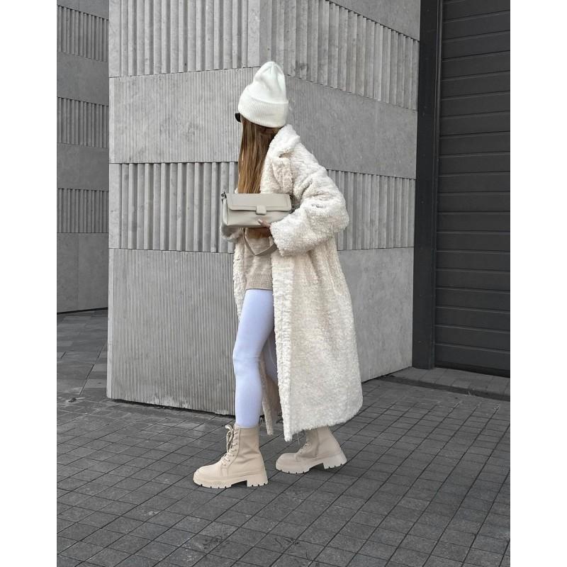 Womens Fall Winter Trench Coat - Elegant Commuter Style Long Sleeve Lapel Thick Wool Blend Outerwear