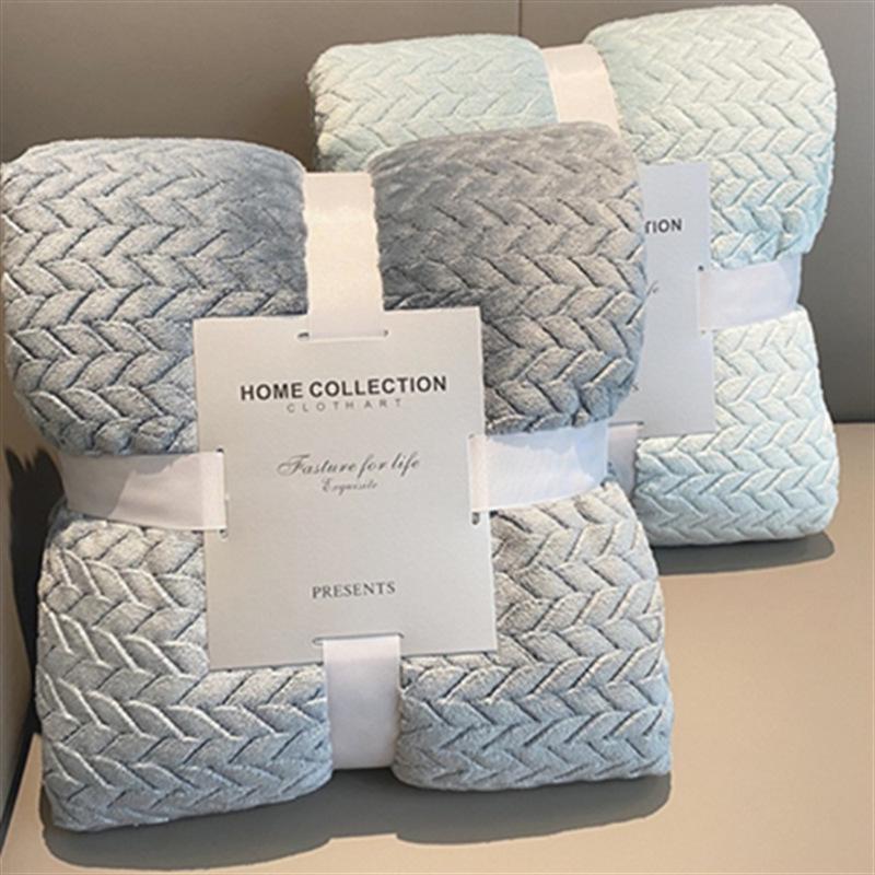 Solid Color Wheat Ear & Coral Fleece Blanket - Children's Gift Blanket