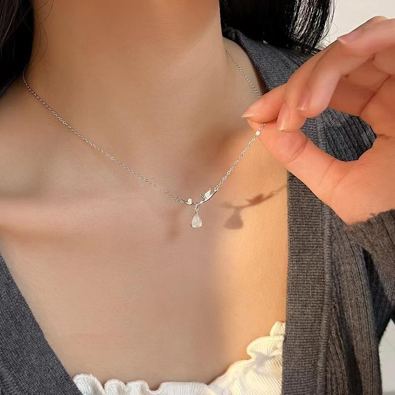 Bamboo Necklace Women's Festival High Water Drop Pendant Guochao Light Luxury Niche Design Mori Versatile Temperament Clavicle Chain