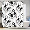 Animal Print Shower Curtain Waterproof Fabric Dog Pattern Black White Bathroom Decor Customizable Size