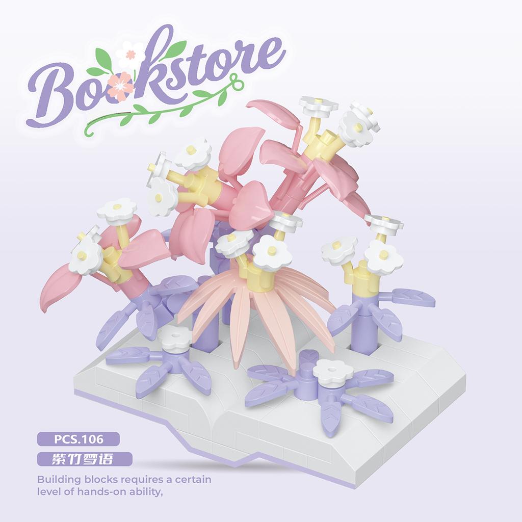 Creative Plastic Flowers Book Series Micro Building Blocks Educational Kids Toys Desktop Decoration Gift for Mother's Day