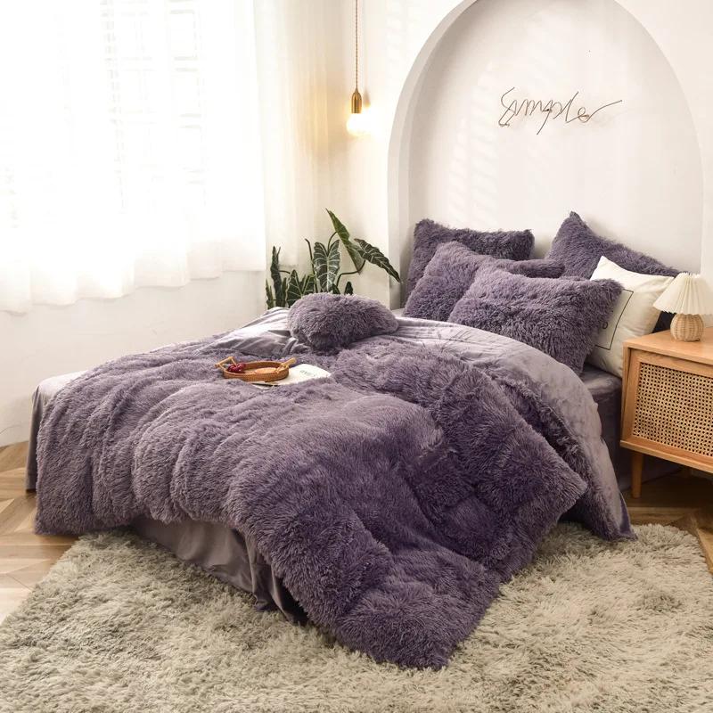 

Mink four-piece set, plush crystal duvet set of four 2m bed 220x240cm