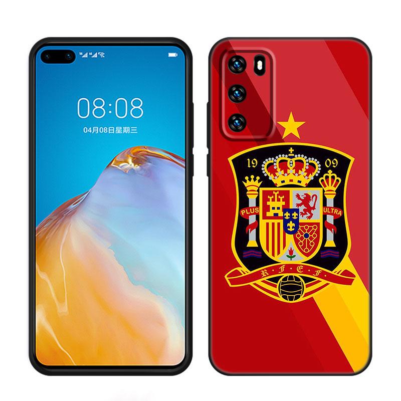 Hiszpania Flagi Narodowe Czarne Etui na Telefon Dla Huawei P10 P20 P30 P40 Lite P50 P60 Art P50E P Smart Z 2018 2020 2021 Pro 2019