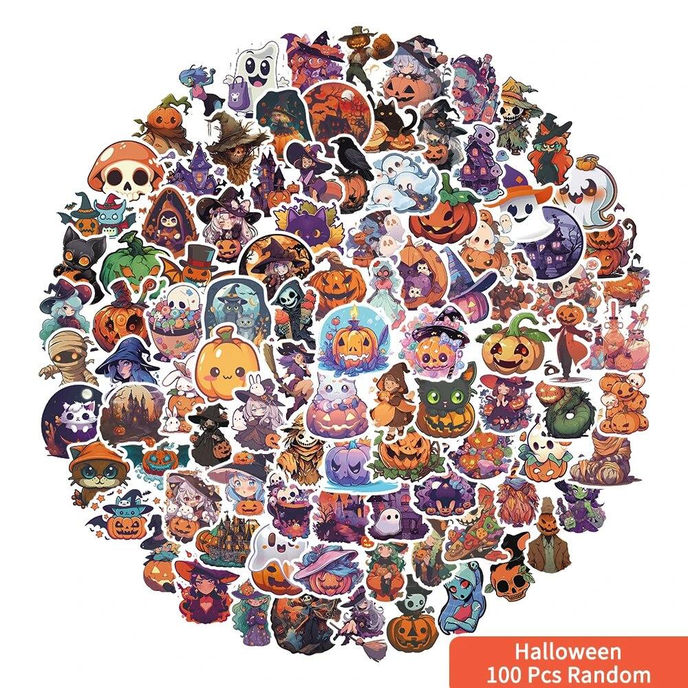 100pcs Halloween Christmas Creative Sticker Water Bottles Laptop Phones Luggage Festive Air Style Waterproof For Adults Teen