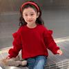 Girls Fleece Lined Long Sleeve Sweatshirt with Flutter Sleeves for Autumn Winter