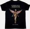 Nirvana Vintage Rock Band Cotton Round Neck Short Sleeve TShirt Retro Angel Floral Graphic Tee for Grunge Music Enthusiasts