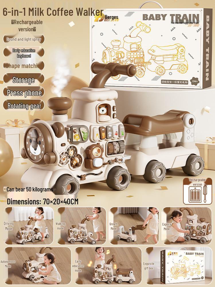 Multifunctional Baby 5-in-1 Walker Stroller: Educational, Anti-rollover, Sliding Toy Car