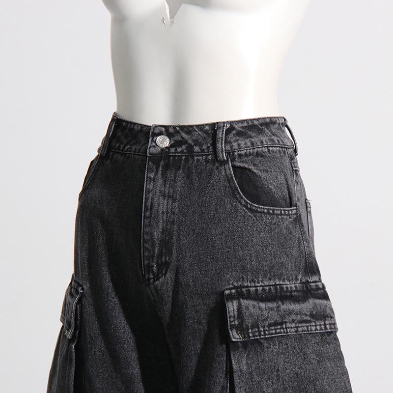 High-Waisted Street Style Multi-Pocket Denim Pants (2025)