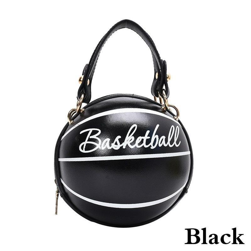 Basketball Handbag Small Round Bag Basketball Bag Letter Printing Shoulder Bag