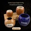 Premium Ceramic Coconut-Shaped Coffee Cup with Tiki Totem Design