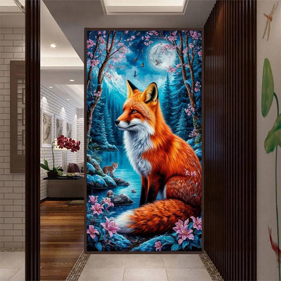 Moon Fox Large Size Diamond Painting New Collection Wild Animals Diy Full Square Round Drill Rhinestone Embroidery Mosaic Cross Stitch Kits Wall Decor