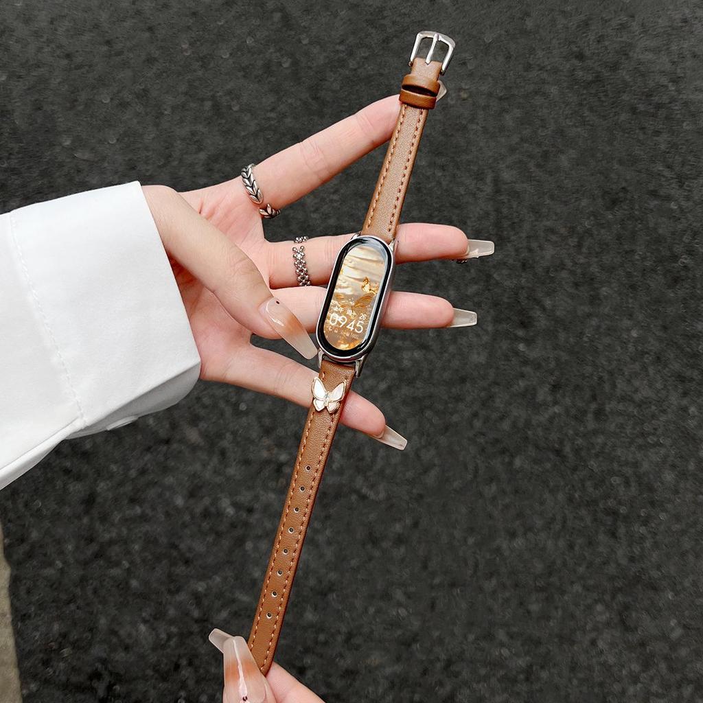 Compatible con Xiaomi Smart Band 10: Nueva Correa de Cuero con Hebilla de Mariposa y Diseño de Cintura Delgada para Mujer, Habilitada para NFC.