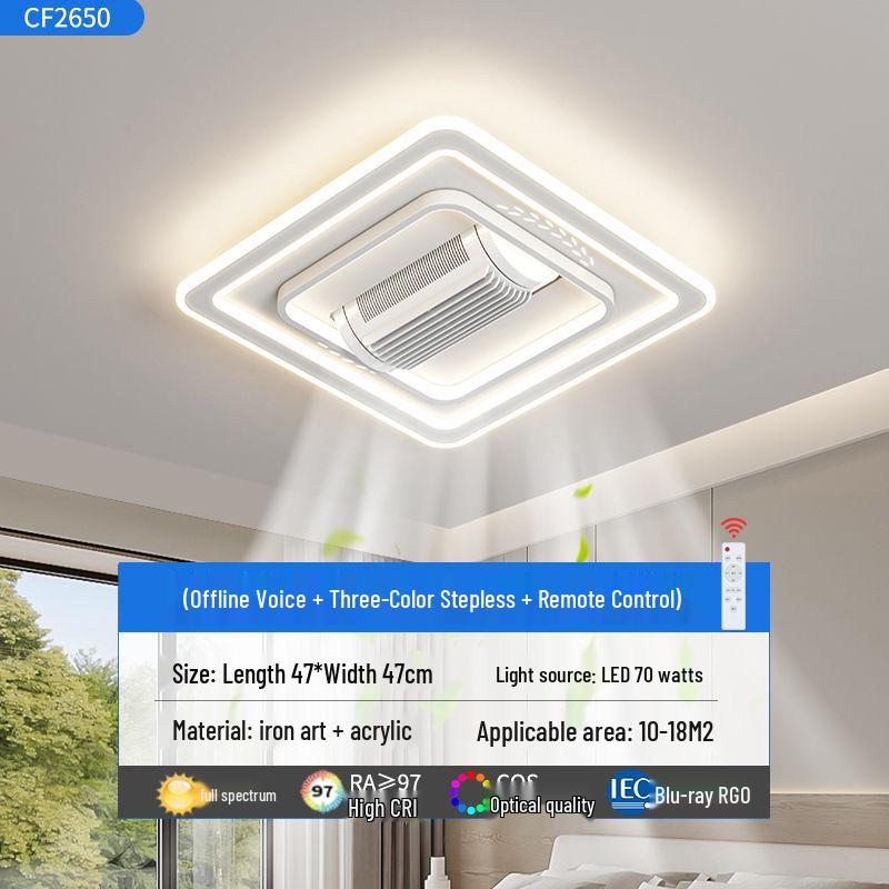 Modern Smart Leafless Ceiling Fan with Tricolor Light and Voice Control for Living Room/Bedroom, 110V, 36 inches