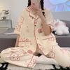 Sweet and Cute Pajamas Women's Summer Short-sleeved Trousers Girls Loungewear Suit