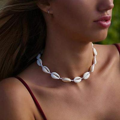נשים Cowrie Shell חרוזים ארוגים ביד קולר שרשרת תכשיטי חוף הוואי
