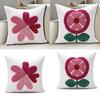 Redness Heart Accent Pillowcase with Florals Embroidery, Soft Cotton Canvas Pillows Cushions for a Romantics Home