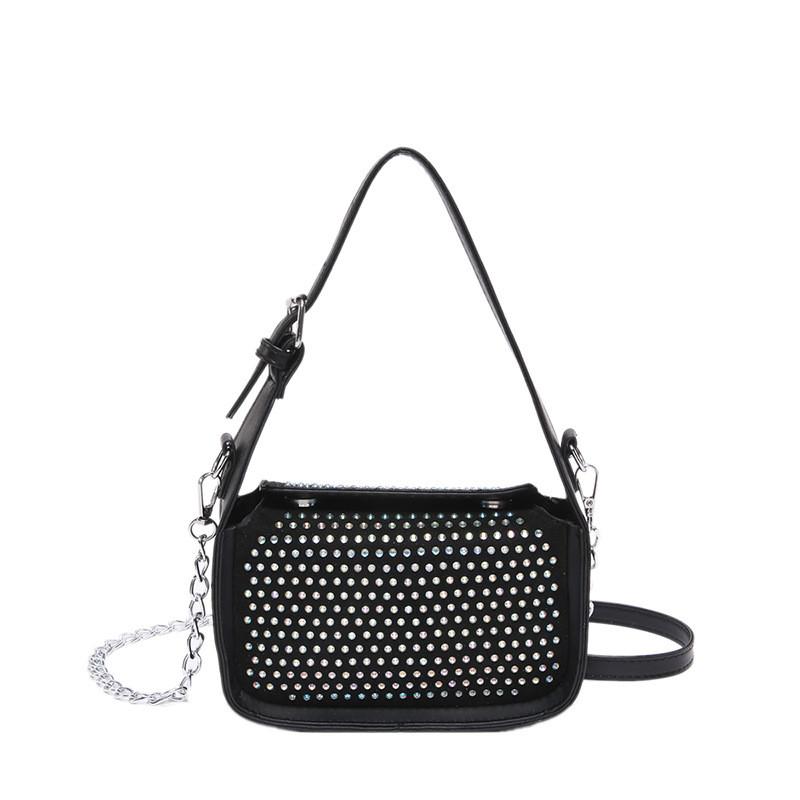 Stylish Simple Rhinestone Embellished Handheld Square Bag For Women 2024 Fashion Trendy Versatile Crossbody And Shoulder Bag