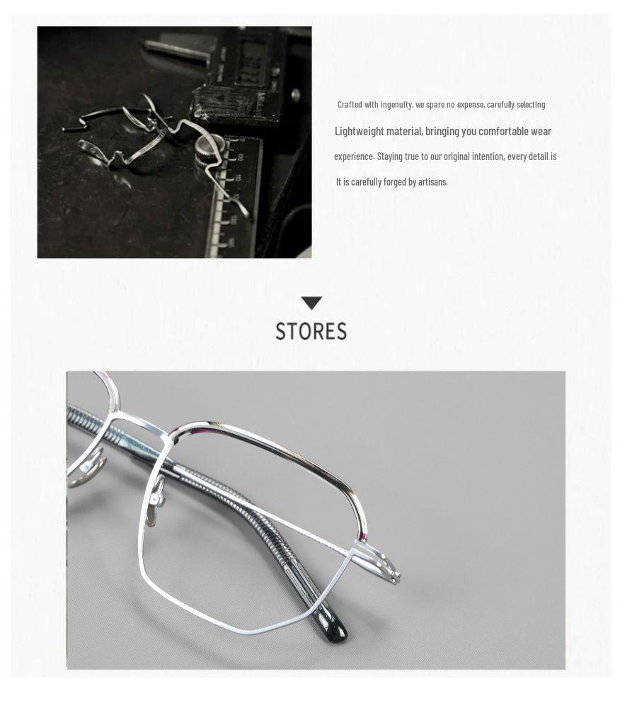 Danyang Two-Tone IP Plated Browline Glasses: Men's Pure Titanium High-Power Myopia Eyeglasses with Thick Rim and Acetate Frame.