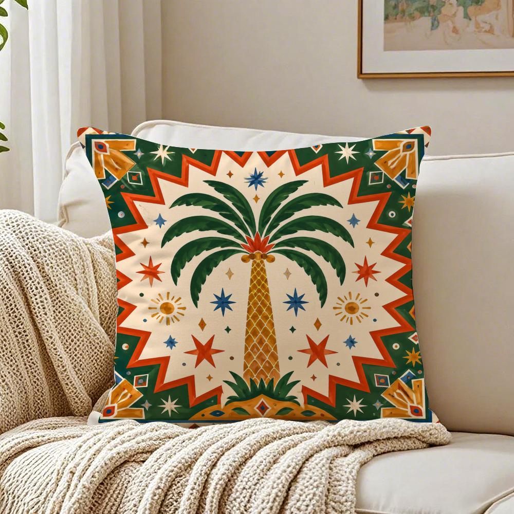 Minimal Boho Sun Leopard Palm Tree Pillow Case Breathable Organic Short Plush Cushion Covers WrinkleResistant Soft Durable