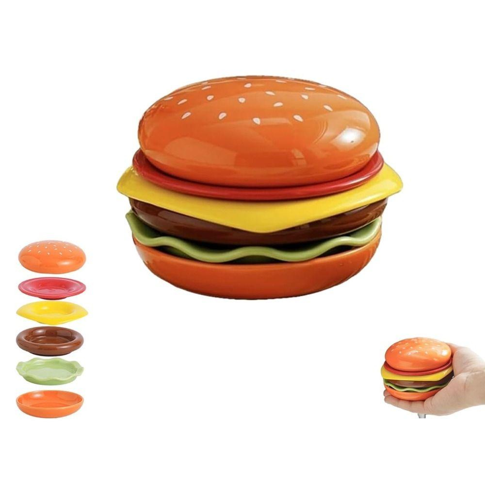 

Mini Hamburger Plate Set Stackable Divided Plates New Dessert Snack Plate