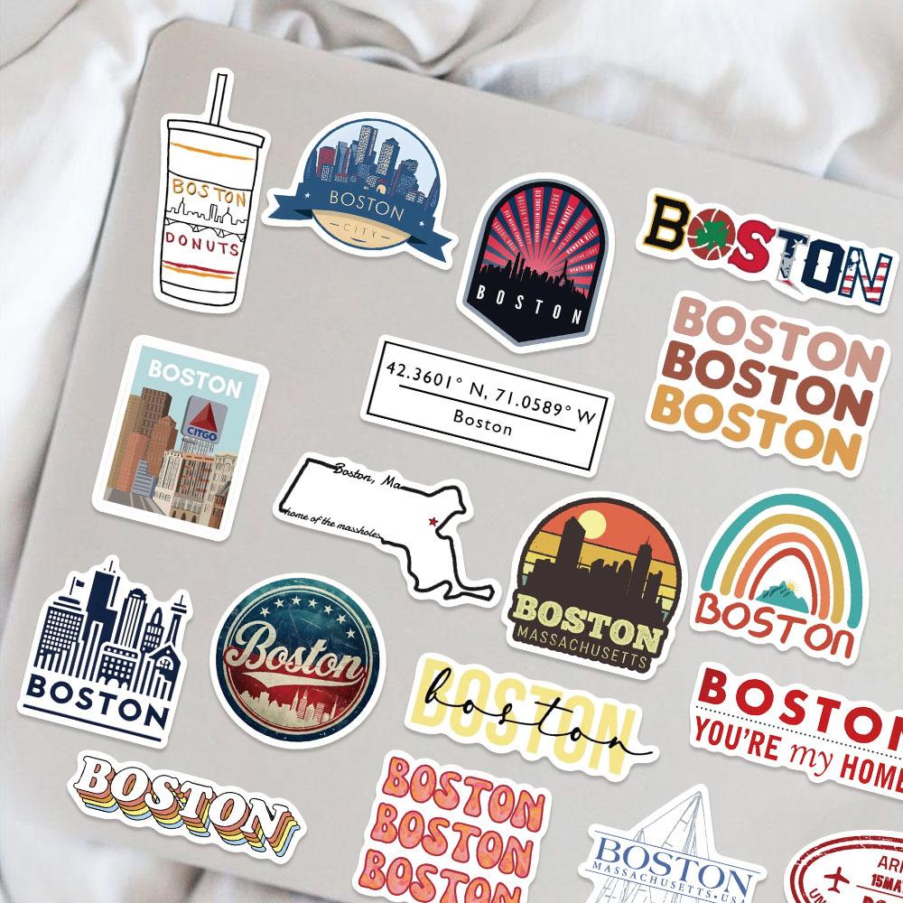 50 American Boston Graffiti Stickers Decorate Guitar Laptop Suitcase DIY Waterproof