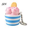 Portable Key Ring Charm 3D Printed Ice Cream Cup Fidget Clicker Keychain, Cute Dessert Stress Toy for Relief Click Toy, Mini Desk Decor Gift