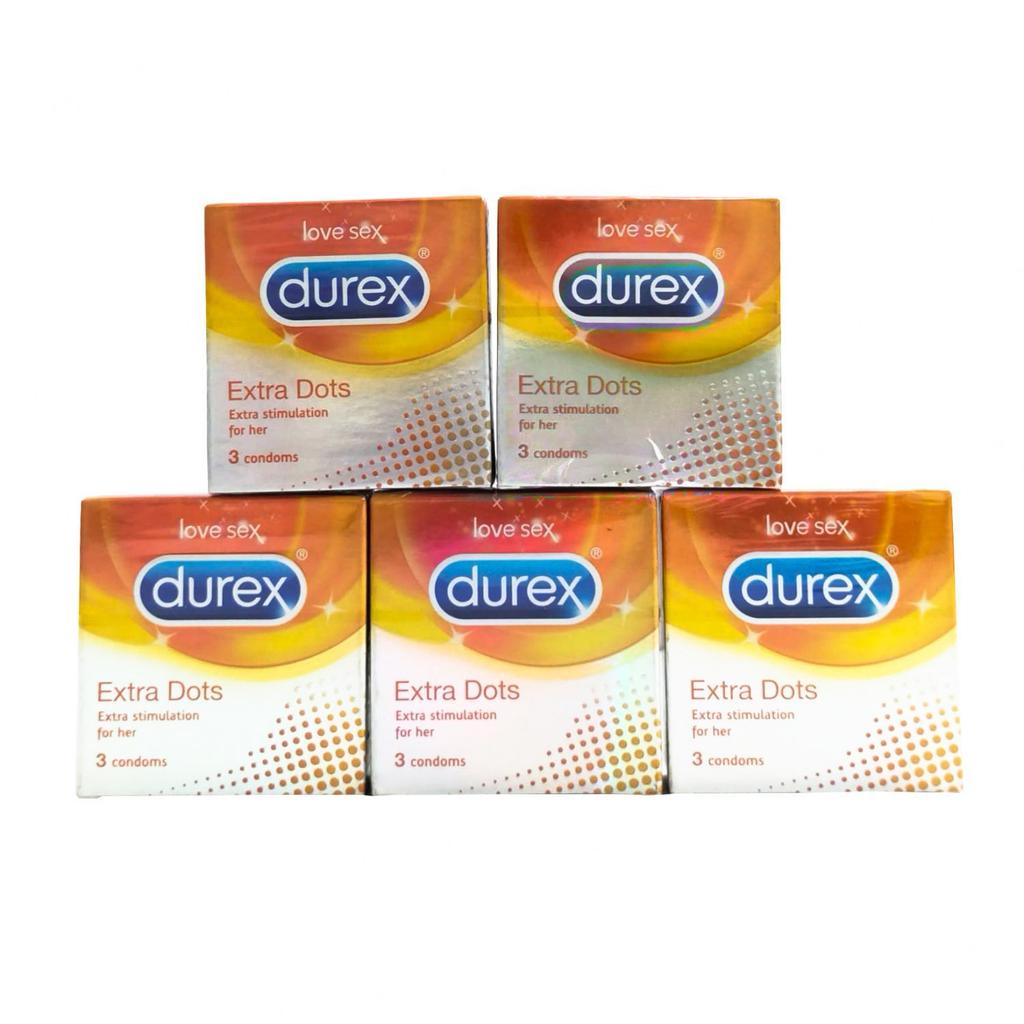 Dot Condom Set (5 X 3 Pcs), Extra Dots 3 Condoms Set 5, Durex