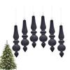 6pcs Flocked Velvet Christmas Gourd Pendant Shatterproof Plastic Christmas Cone Ball Set Reusable Xmas Tree Hanging Ornaments