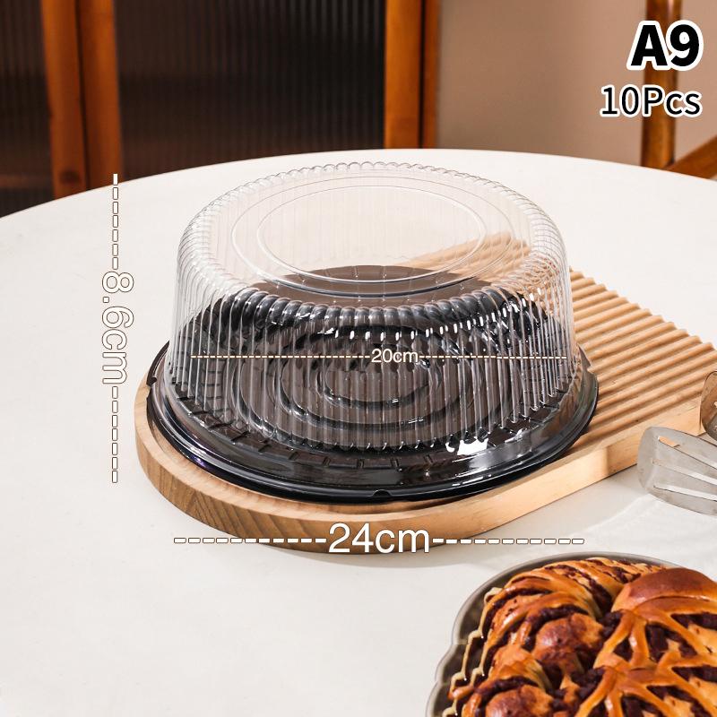 10Pcs Transparent Cake Box Set 4 6 8 10 Inch Reusable Round Birthday Wedding Bakery Container for Pastries and Sweets