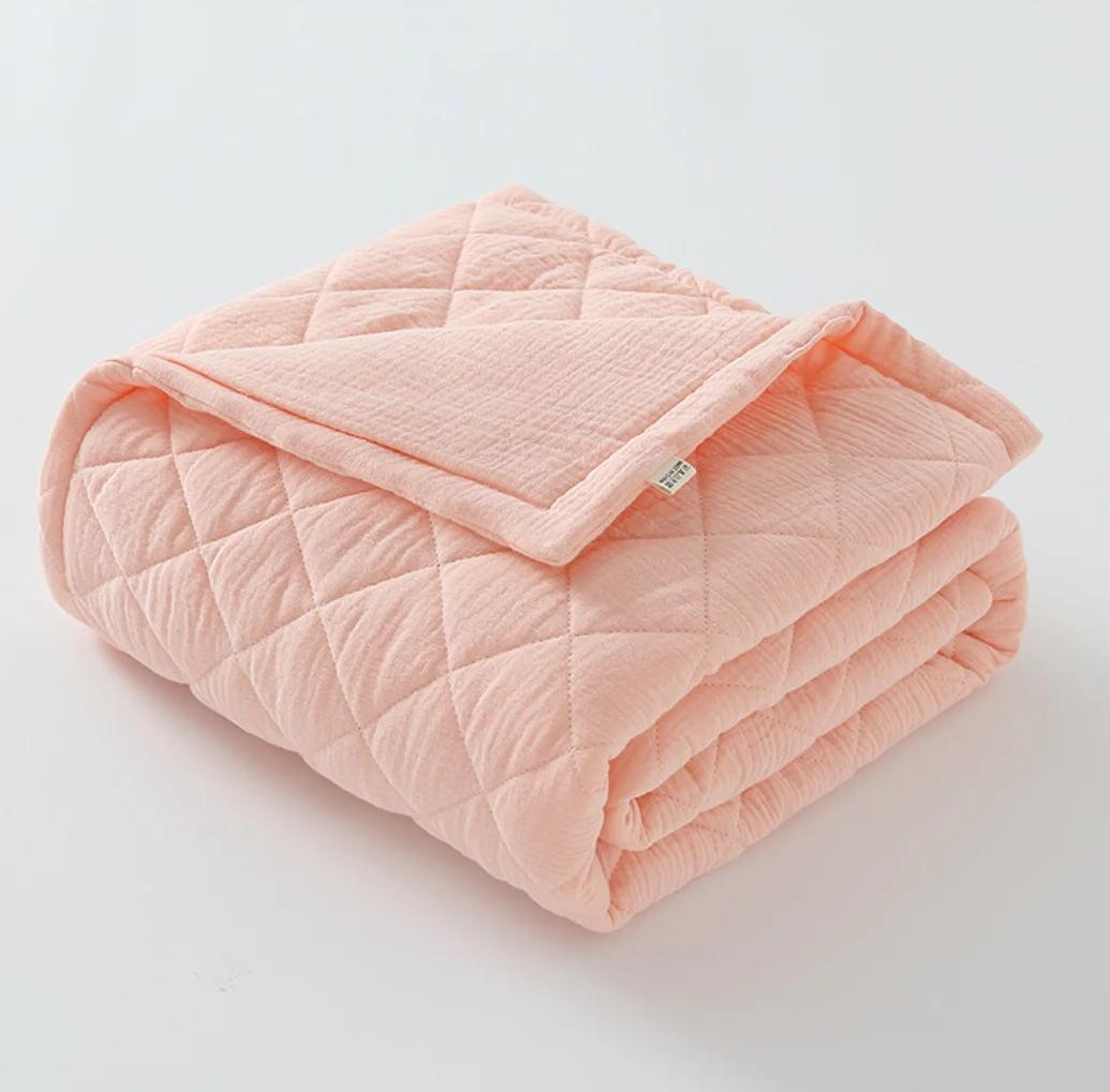 

Зимнее детское одеяло для новорожденных, муслиновое хлопковое, стеганое, мягкое, пеленки для детской, одеяла для сна в детской кроватке, матрас 100x125cm светло-розовый