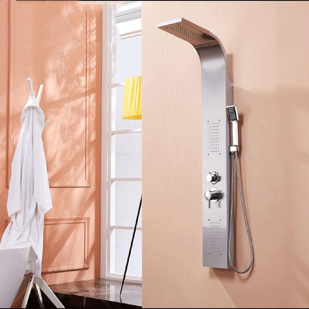 Brushed Nickel Shower Hand Shower Panel Tower Rain Waterfall Massage System Jet Tub Tap & Tub Spout Tower Shower Column