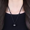 18mm Silver Obsidian Amulet Power Stone Necklace [Koai]