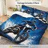 Blue Motocross Bedding Set 3D Print Duvet Cover Pillowcase Set Soft And Durable Fabric For Kids Boys Bedroom Decor
