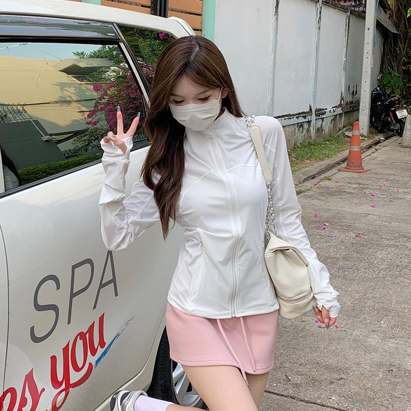 

Женская облегающая куртка для йоги Ice Silk с защитой от ультрафиолета – лето 2025 г. Small белый