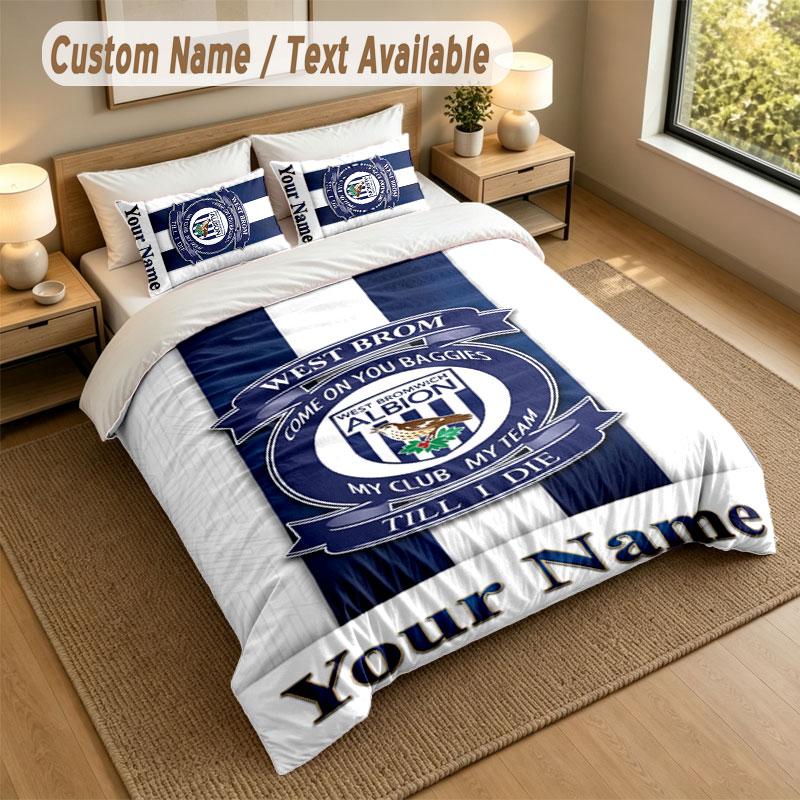 Bedding Set 1 Duvet Cover 2 Pillowcases West Bromwich Albion FC Print Soft Bed Linen Bedroom Decor