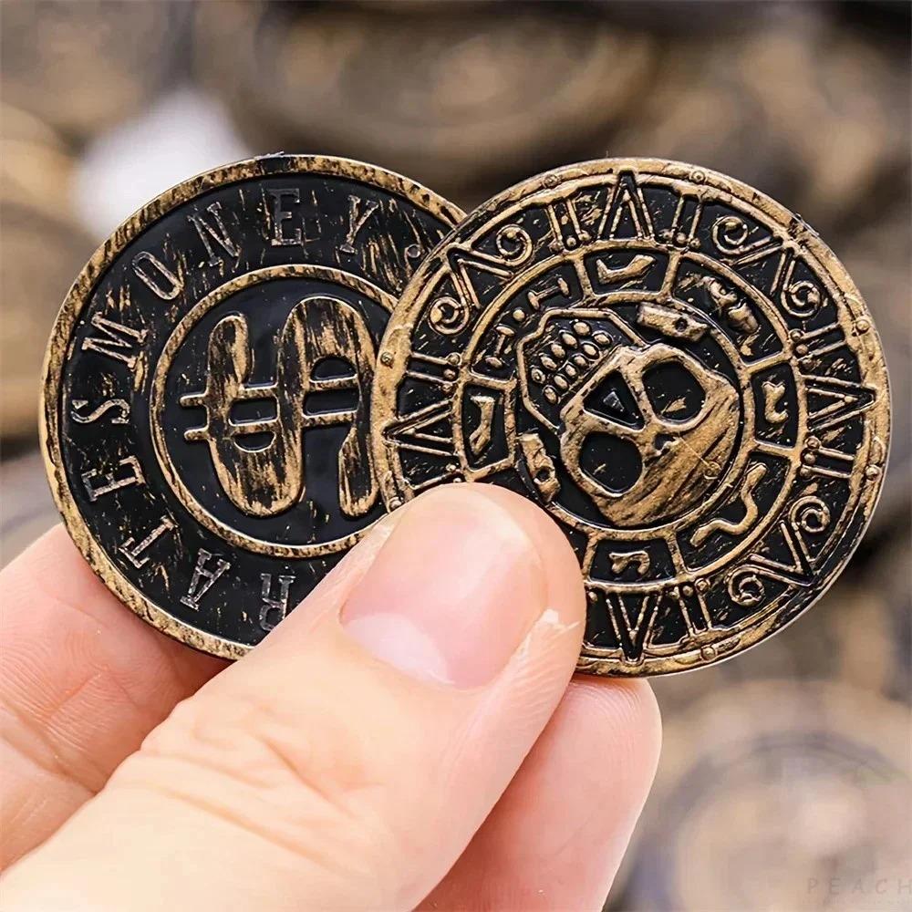 100PCS Retro Pirate Coin Party Supplies Gift Kids Favor Birthday Toys Halloween Decor Fake Treasure Plastic Game Coin