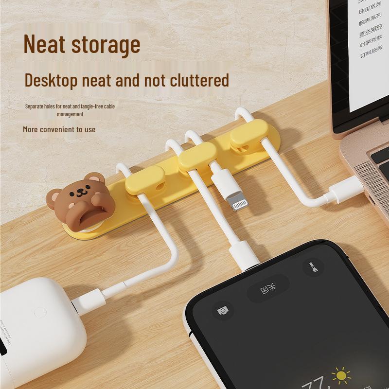 Stolní víceúčelový silikonový organizér kabelů pro myš, sluchátka a datové kabely - Bez hřebíků a beze stop.