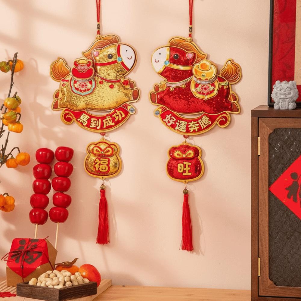 Glitter Horse Wall Hanging Ornaments Sequins Door Decoration Spring Festival