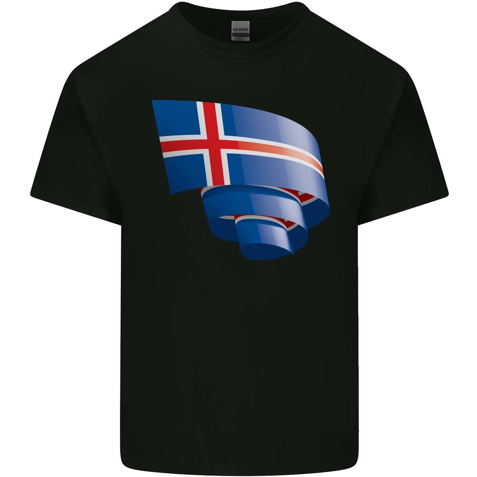 Curled Iceland Flag Icelander Day Football Kids T-Shirt Childrens L
