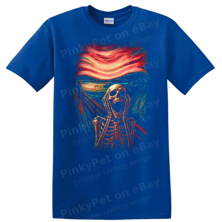 Skeleton Scream T Shirt Horror Art Design Graphic Tee Perfect for Halloween