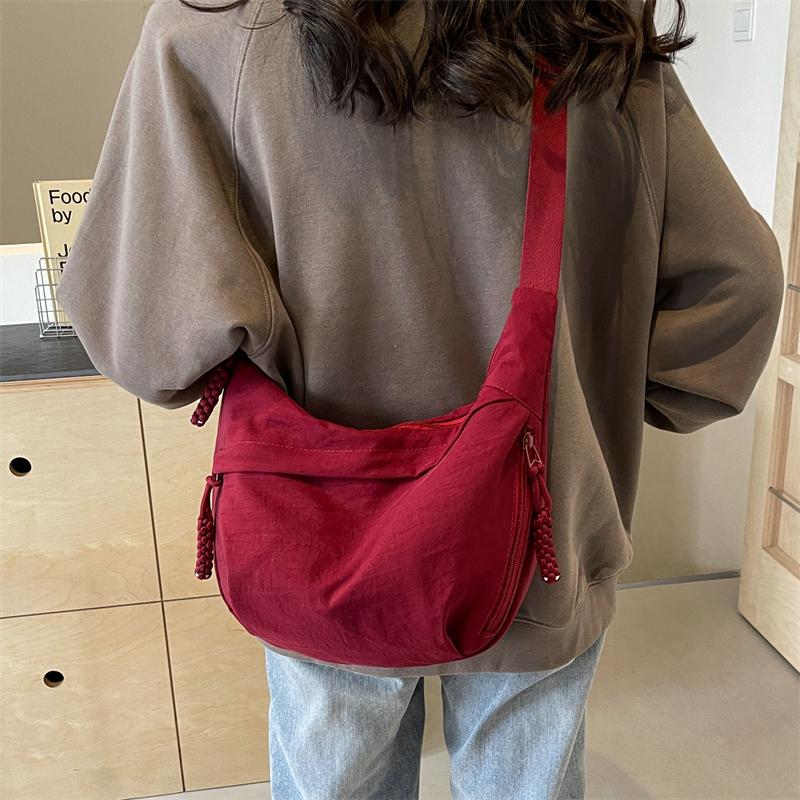 Large Capacity Messenger Bag Solid Color Female Shoulder Bag Student Dumpling Bag